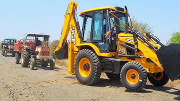 New JCB 3dx Plus First Time Working Loading Mud in Mahindra 585 di Swaraj Tractor #jcb #tractor