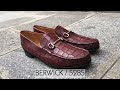 Video: Moccasin shoe Berwick 5285 burgundy leather crocodile print finish