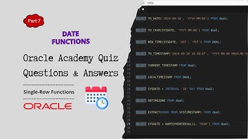 Oracle Academy Quiz Part 7🧩| Date Functions🎓| SQL Interview Questions