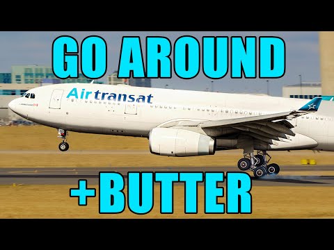 Windy Toronto Go Around and Butter Landing on 2nd Try | Air Transat A330-200