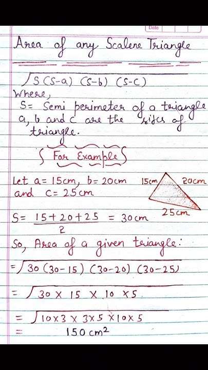 How to find area of any Scalene triangle....🖋#maths - YouTube