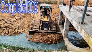 Successfully 100% !! Power of mini dozer push soil fill mud  bottom of the lake