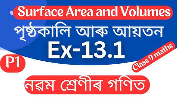 class 9 maths পৃষ্ঠকালি আৰু আয়তন surface area and volume Exercise 13.1 question number 1 2 3 and 4
