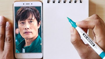 Drawing Squid Game characters in realistic style