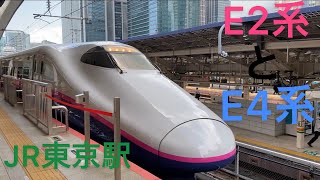JR東京駅　E2系、E4系発車シーン。E4系の座席！！JR東日本。関東#332