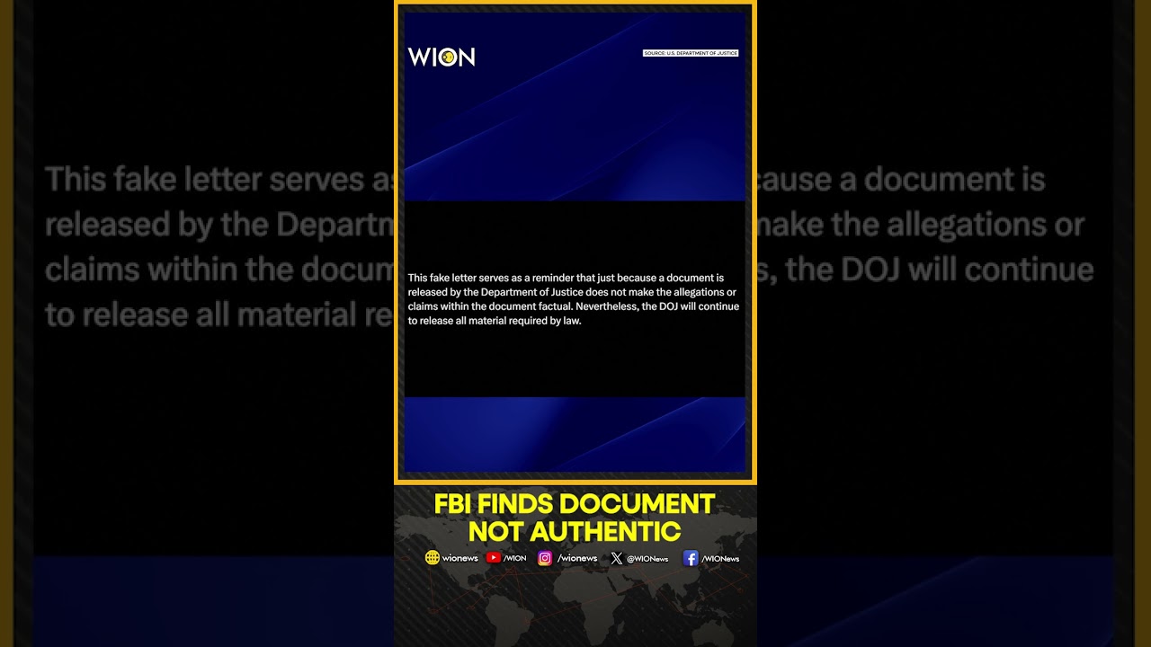 Trump-Epstein Connection: DOJ Confirms Epstein Letter About Trump Is Fake | FBI Investigation | WION