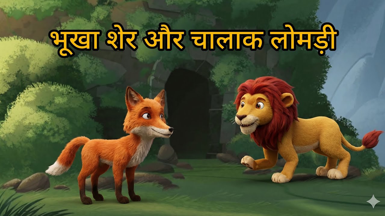 भूखा शेर और चालाक लोमड़ी की कहानी‌ ‌! #cartoon #hindi khaniya #fox #lion #story 