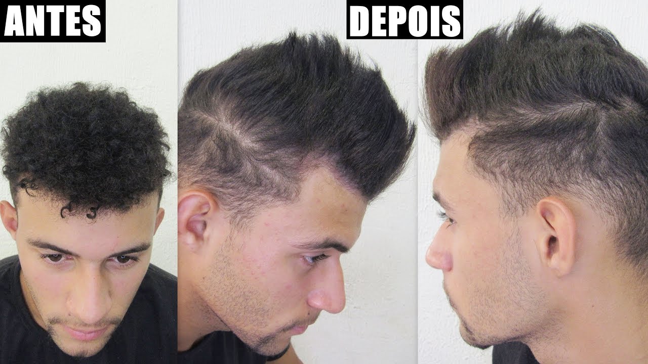 progressiva masculina em cabelo crespo antes e depois