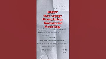 MGKVP// M.Sc. zoology Fishery Biology Taxonomy and Morphology Fourth paper  2025 #msczoology