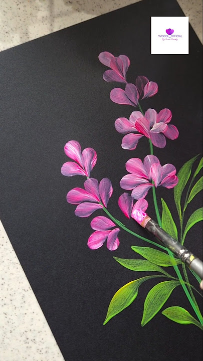 Easy pink flowers using filbert brush #wocol #wocolartworks #viral shorts