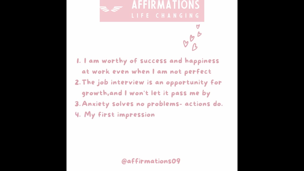 Self confidence with Job interview affirmations ✌️  @affirmations09 