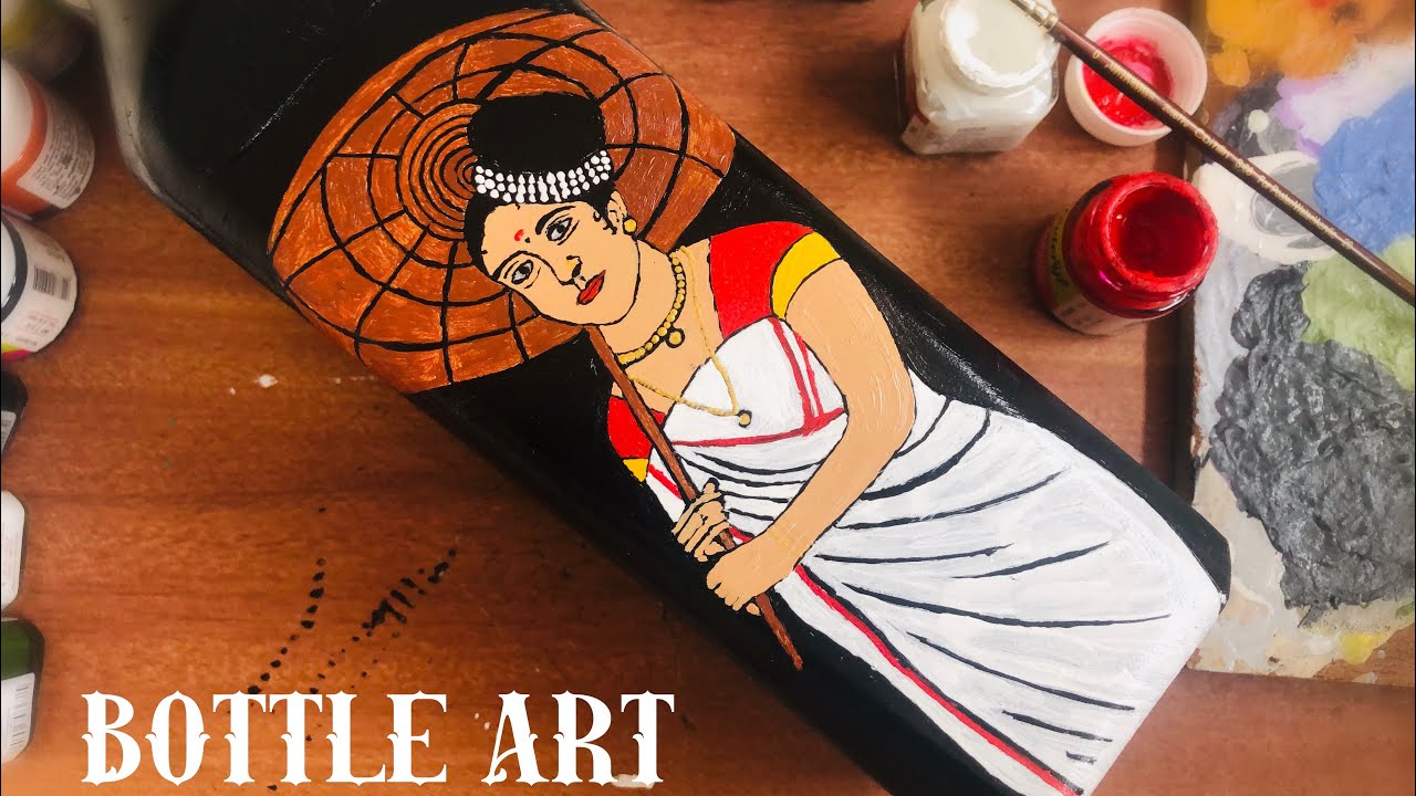 Kerala traditional beauty Bottle Art Bottle Art Bottle Painting