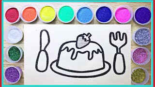 Tô Màu Tranh Cát Kim Tuyến Dĩa Bánh Dâu - Sand Painting Strawberry Cake 367.