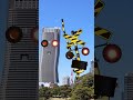 踊る踏切カンカンとビルのアニメ Railroad Crossing