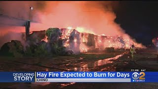 Hay Fire At Chino Dairy Farm Continues Could Burn For Days