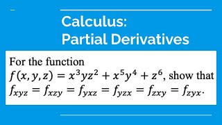 Calculus - Equality of Mixed Partial Derivatives