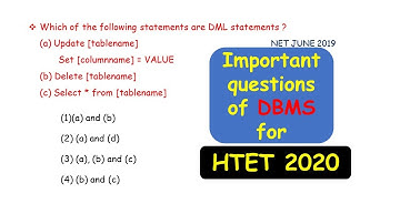 DBMS MCQs: UGC NET June 2019|December 2019 solution|