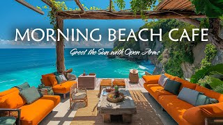 Positive Bossa Nova Jazz Music & Ocean Wave Sounds at Seaside Coffee Shop Ambience for Relaxation