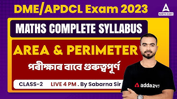 DME/APDCL Maths Class | DME/APDCL Maths Questions and Answers | Area & Perimeter | Class 2