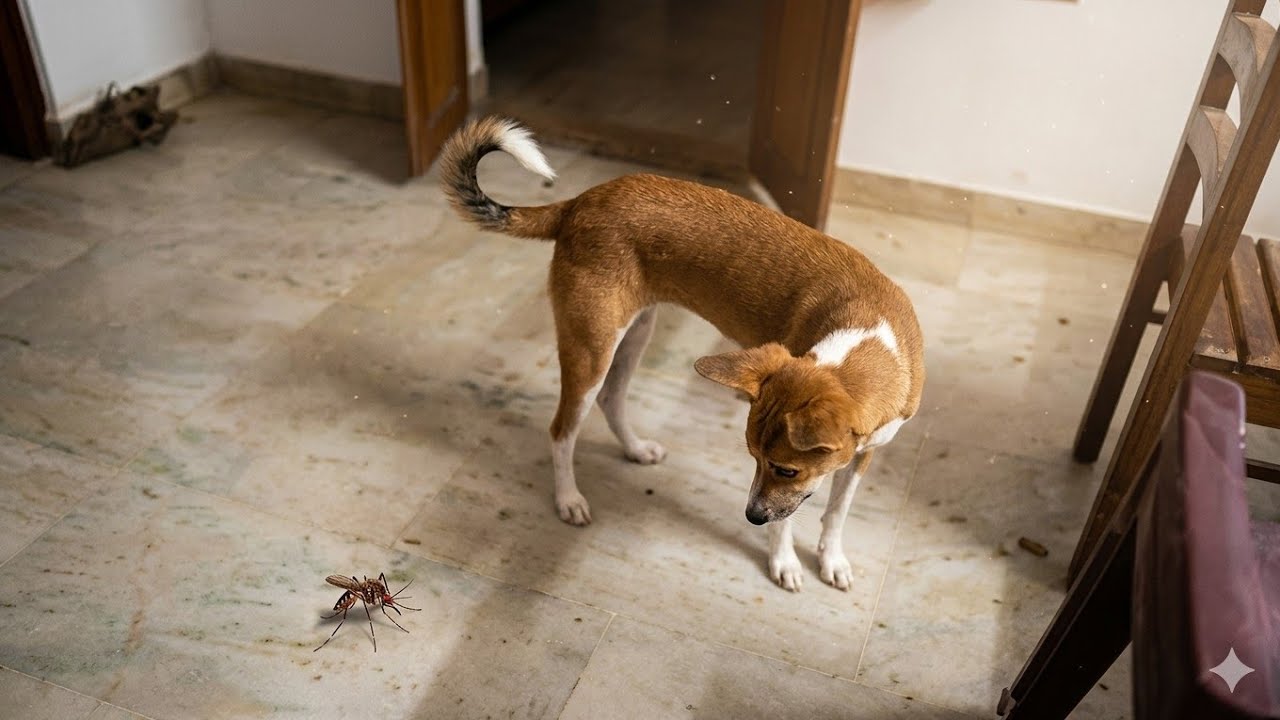 😀 Dog catches and eats mosquitoes Dog eating mosquitoes dog catches