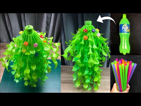 DIY Mobile from Plastic Tube . | โมบายดอกไม้จากหลอดพลาสติก.