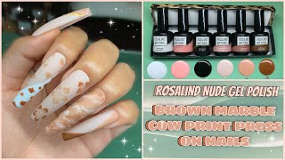 BROWN &amp; NUDE PRESS ONS TUTORIAL || TRYING OUT ROSALIND NUDE GEL POLISH KIT