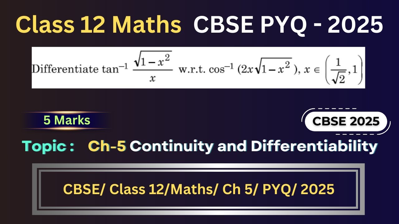 Differentiate tan⁻¹(√(1−x²)/x) w.r.t cos⁻¹(2x√(1−x²)) | Class 12 Maths