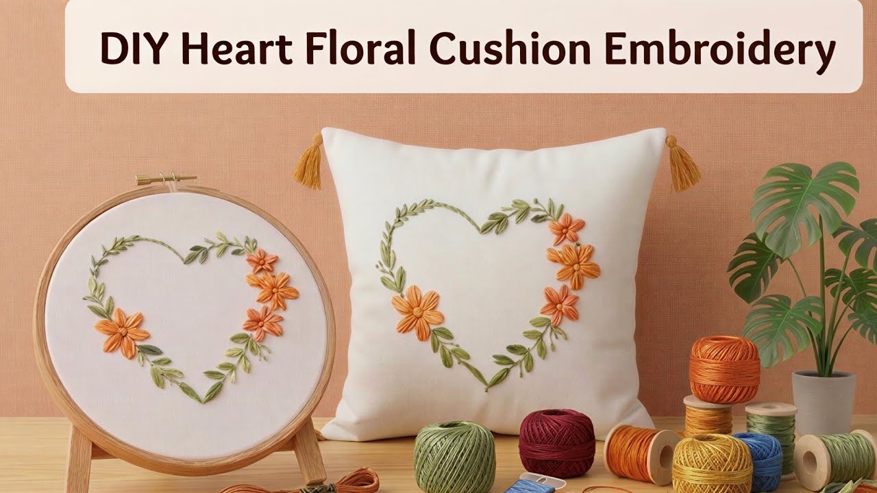 Beautiful Hand Embroidery Design | DIY Heart Floral Embroidery | Easy Embroidery for Beginners