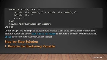 Troubleshooting the Object variable or With Block variable not set Error in VBA Concatenation