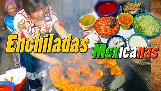 ENCHILADAS MICHOACANAS ESTILO P´URHÉPECHA CON PIEZAS DE POLLO Y VERDURA