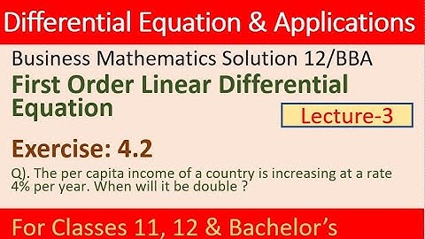 first order linear differential equation with constant coefficient and term solution| Business math|