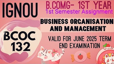 IGNOU BCOMG 1st year BCOC 132 (Business Organisation and Management)1st sem assignment for June 2025