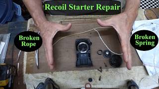 How to Fix a SMALL ENGINE Recoil STARTER - Spring Replacement & Rope Repair