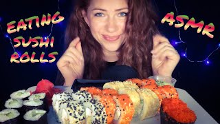:  .   /ASMR Eating. Sushi and rolls 