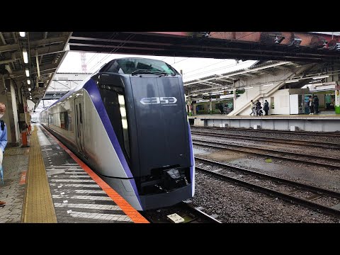 [ちょいロング空笛・MH2回ずつあり！]E353系 S101編成 特急あずさ9号松本行がちょいロング空笛・MH2回鳴らしながら八王子駅4番線に入線するシーン