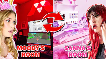 Swapping REAL LIFE Gaming Room With Moody For 24 HOURS! (Roblox)