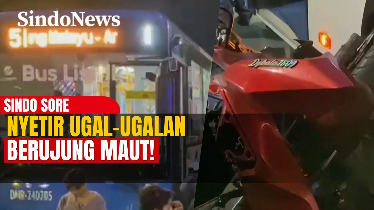Remaja Ugal-ugalan Naik Motor Berakhir Terlindas Busway! | Sindo Sore | 06/03