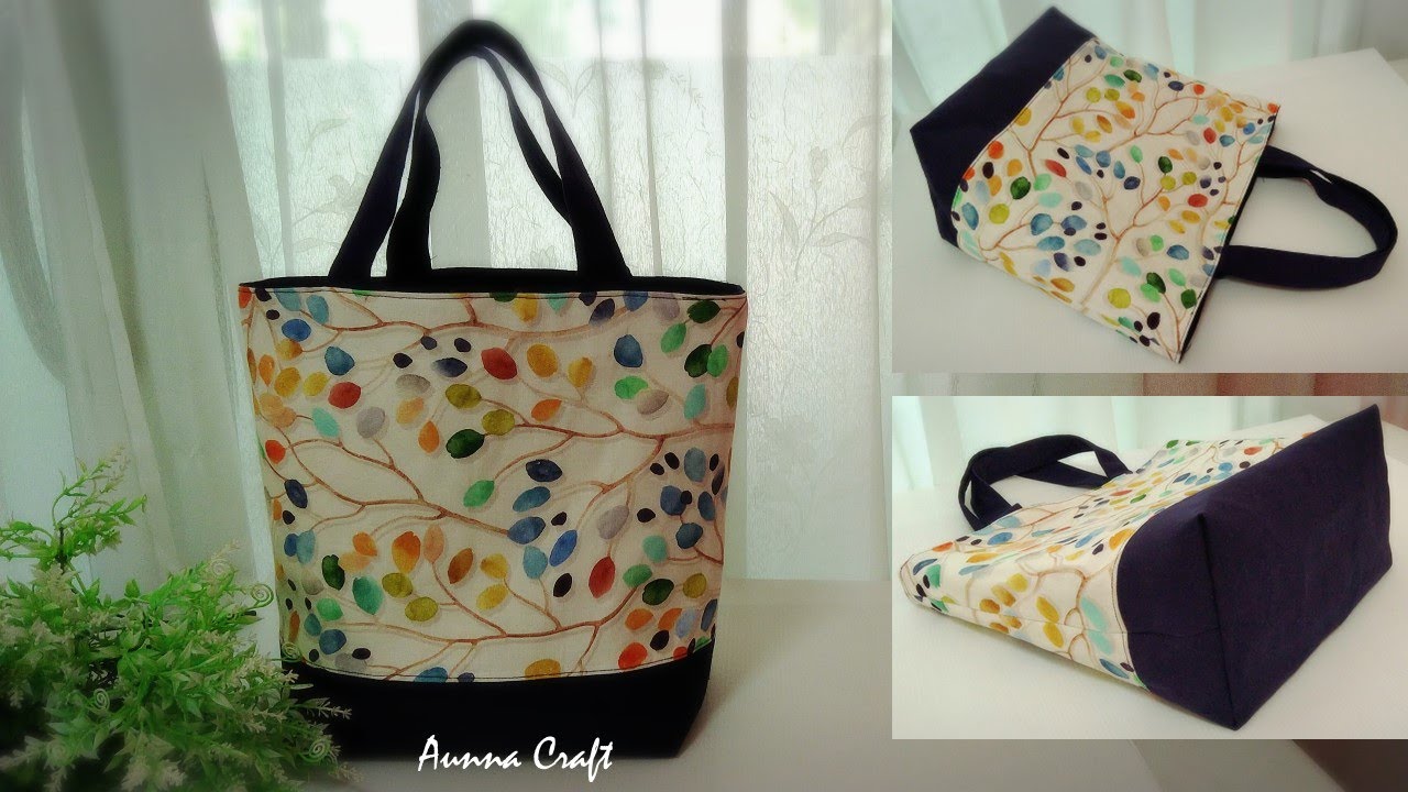 How To Make Two Tone Tote Bag Scrap Fabric Daily Use Handbag Sewing how-to-make-two-tone-tote-bag-scrap-fabric-daily-use-handbag-sewing