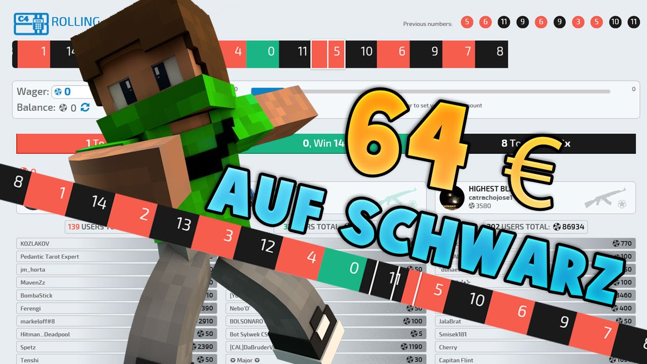 64 € AUF SCHWARZ • COME ON !!! • CS:GO Roulette • WavePunched - YouTube