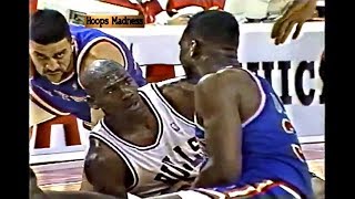 Michael Jordan vs Charles Oakley Plays Rugby for Saving Loose Ball! (1989 Playoffs)