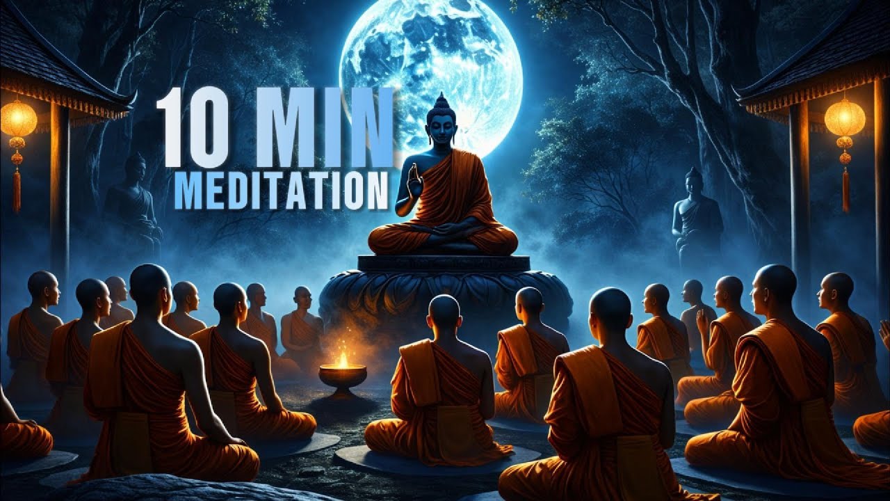 10 Minute Zen Meditation Music | Full Moon Temple Calm (No Vocals)