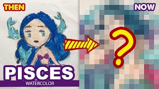 How to draw Pisces - 12 signs of the zodiac | Huta chan l then and now