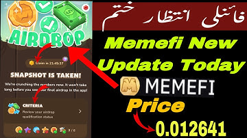 Memefi Airdrop New Update Today | Price Prediction | Memefi Token Listing Today