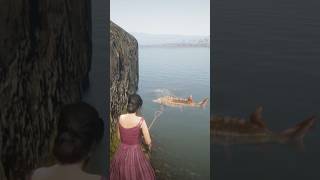 EPIC RDR2 Gameplay! Brave Girl Fights a GIANT Fish in WILD Hunt #shorts #gaming