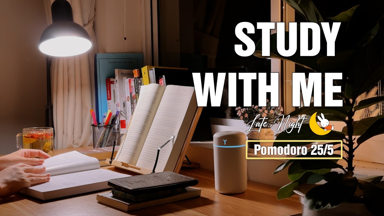 2-HOUR STUDY WITH ME AT NIGHT 🌙 | Pomodoro 25-5 ⏰ | Calm Piano Music ...