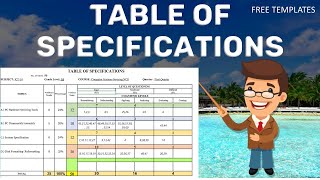 TABLE OF SPECIFICATIONS |PARTIALLY AUTOMATED |K-12| FREE TEMPLATE