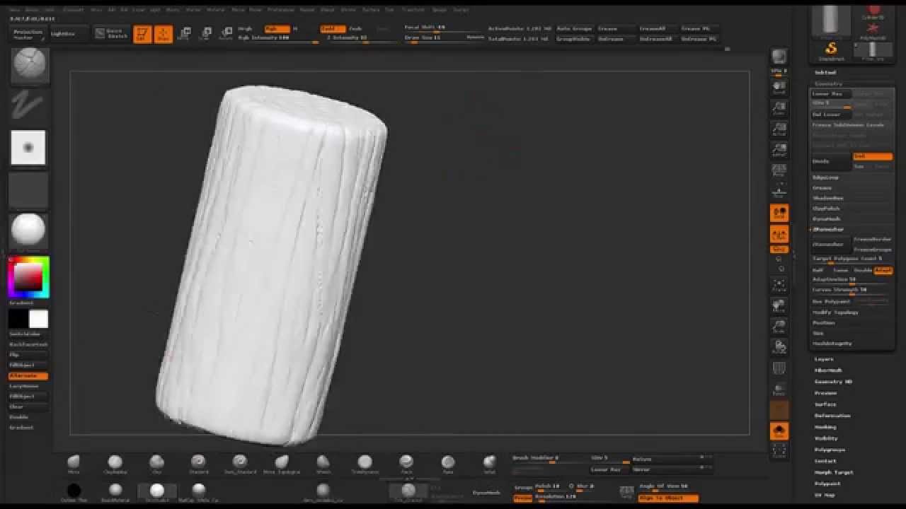 3ds ZBrush Pylon Sculpting Wood Timelapse Part 1