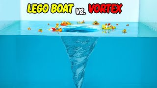 Lego Boat Experiment: BIG Vortex with 100 Minifigures and Lego Boats!