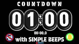 UHD/4K/2160p  round flip clock 1 minute countdown with simple beeps timer alarm🔔 by benzya 1,117 views 7 days ago 1 minute, 24 seconds
