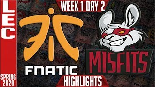 FNC vs MSF Highlights | LEC Spring 2020 W1D2 | Fnatic vs Misfits Gaming